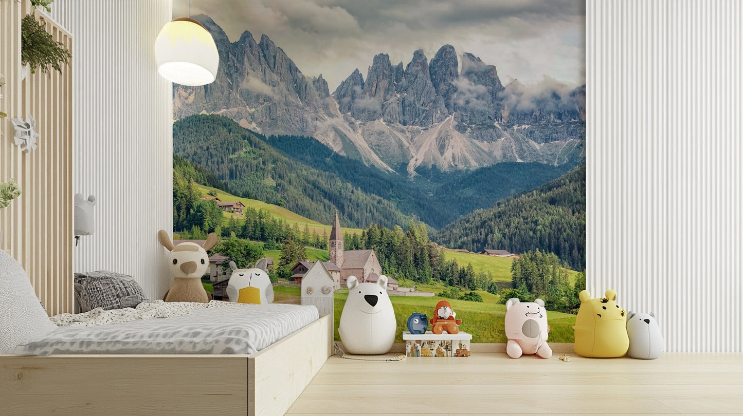 Peel and stick Dolomites mural for serene interiors

