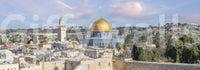 Soft golden dome with Jerusalem city skyline

