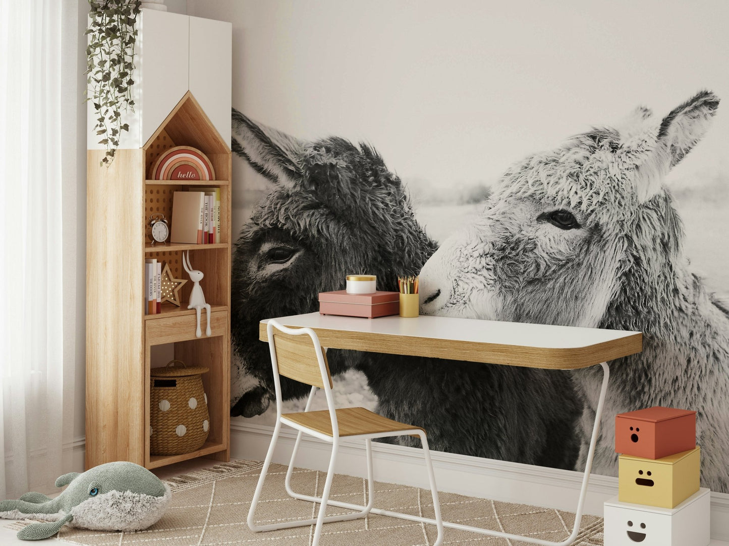 High quality wall mural with cute farm animal design.