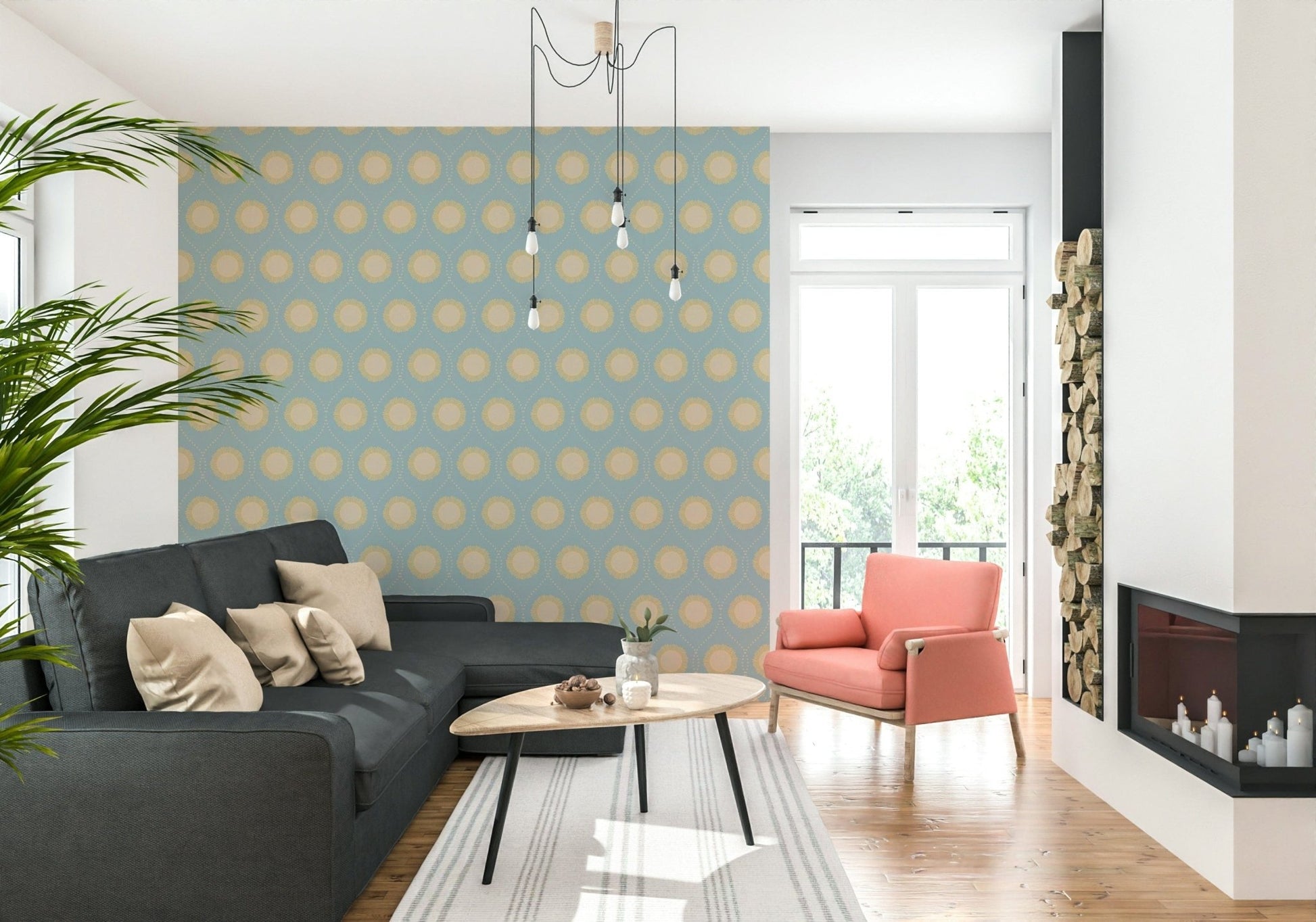 Wall mural featuring the Dotted Diamonds elegant geometric design.