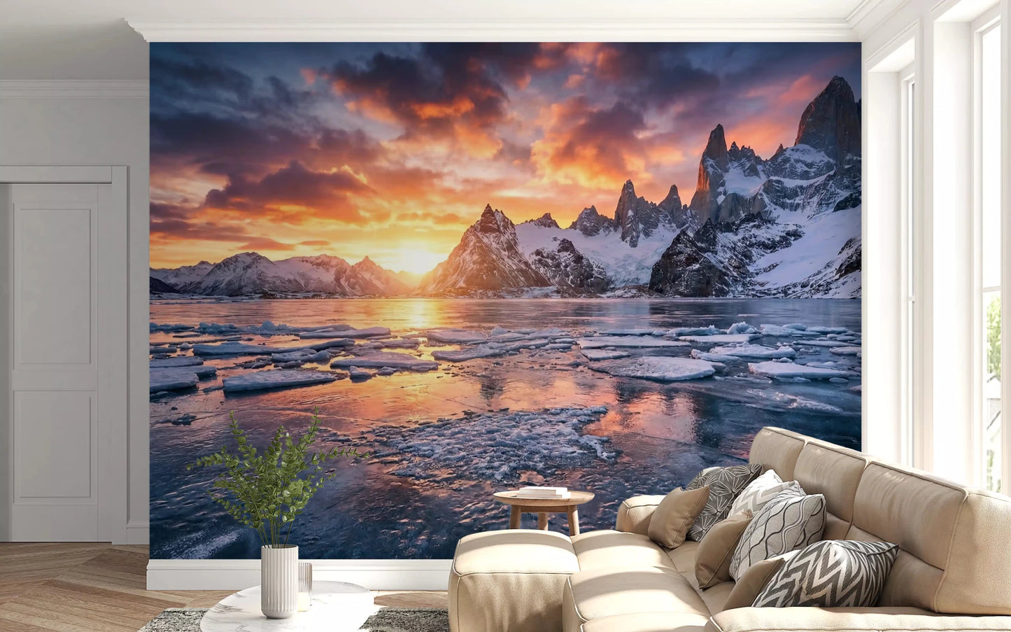 Dramatic Ice & Fire Peaks Wall Mural