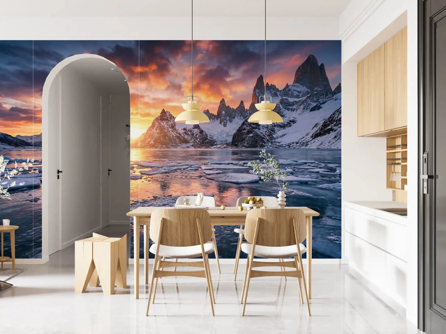 Dramatic Ice & Fire Peaks Wall Mural