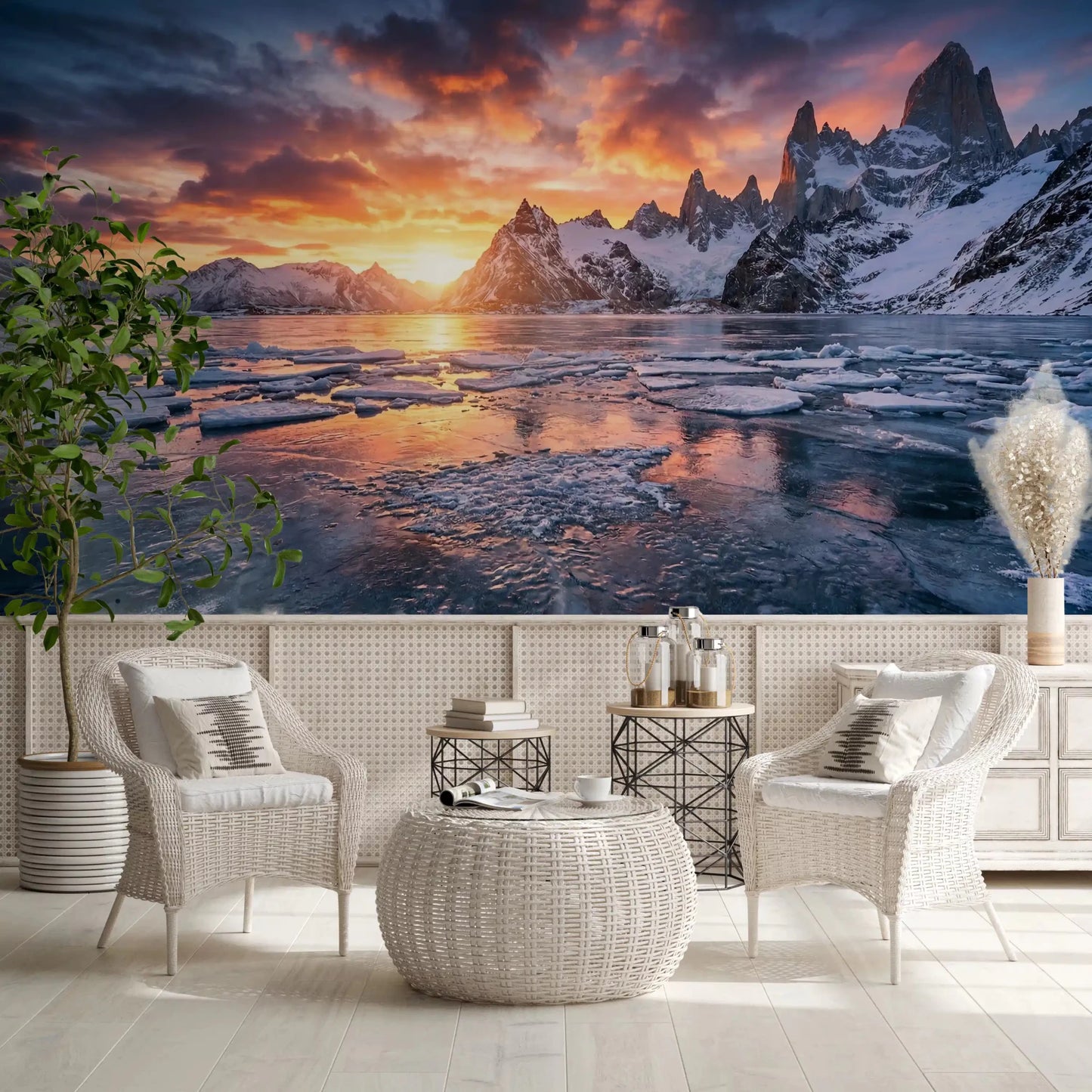 Dramatic Ice & Fire Peaks Wall Mural