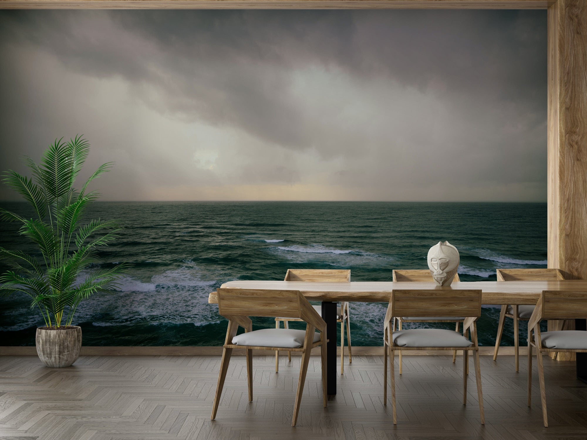 The wallpaper for walls being admired in a home.

