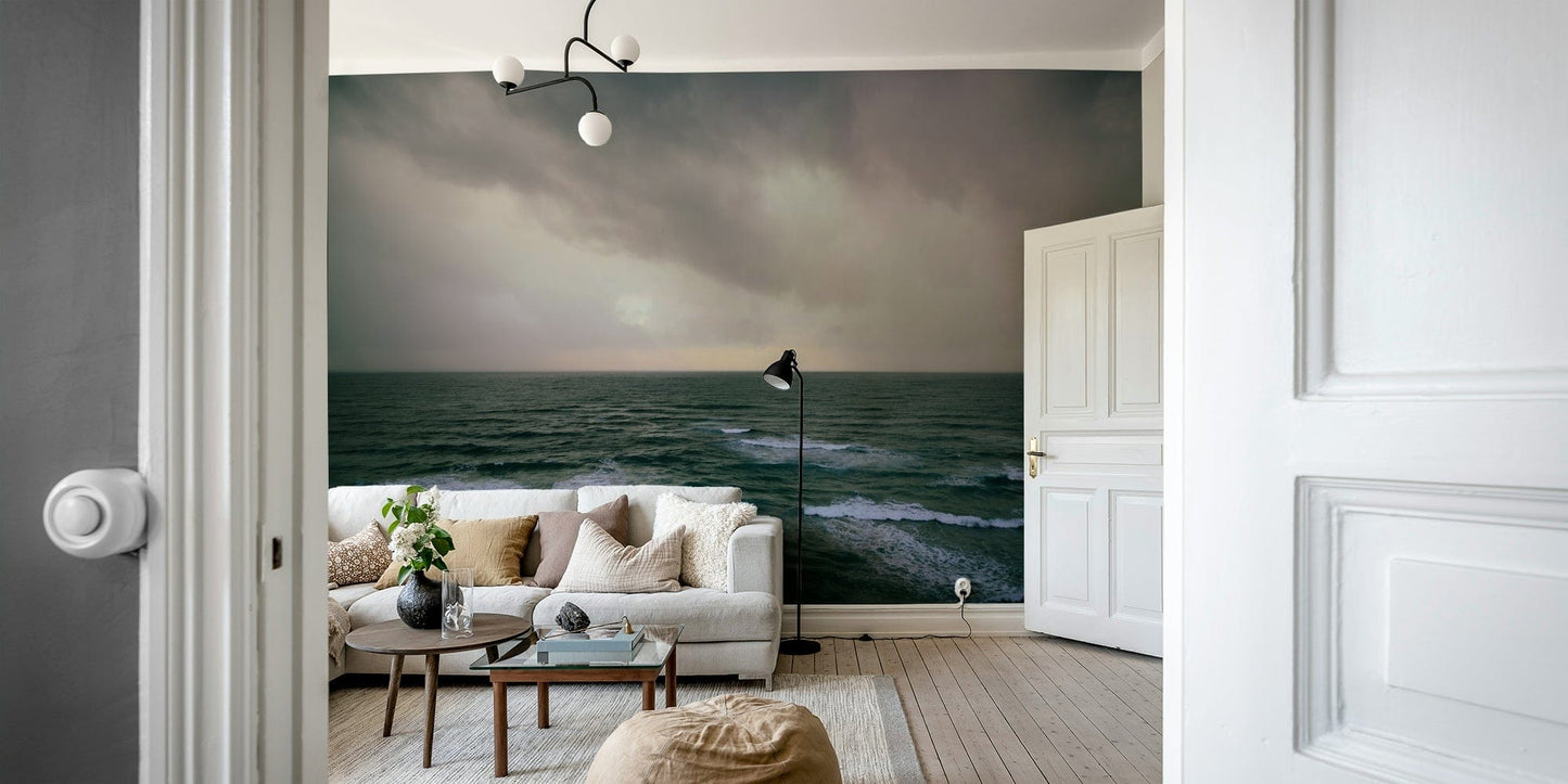 The wallpaper is used to create a feature wall in a dining room.

