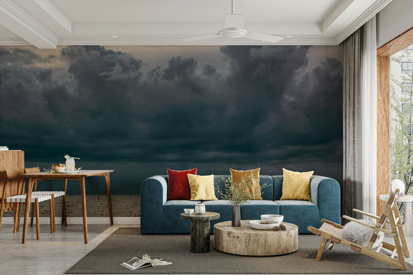 A contemplative rocky shoreline wallpaper mural for a feature wall.

