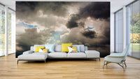 A calming serene color wallpaper mural that defines a space.

