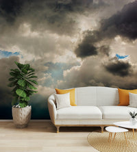 A graceful subtle tone wall mural in cool, tranquil colors.

