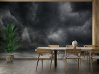 A calming cloud formation wallpaper mural that defines a space.

