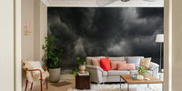A beautiful wide-angle sky wall mural for a living room.


