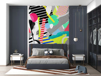 An artistic minimalist form mural for home decor.