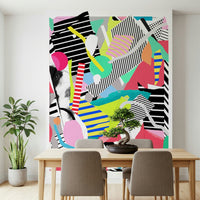 A beautiful modern art wall mural of delicate lines.