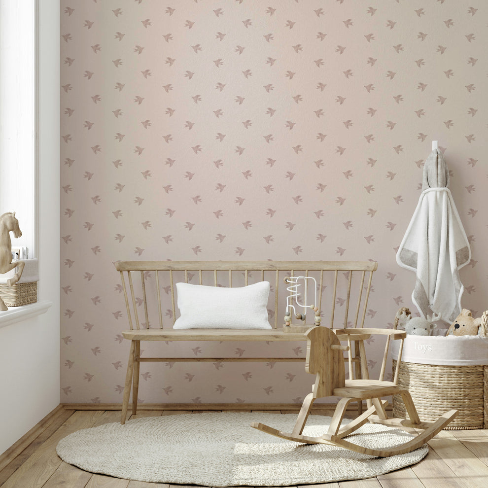 Dreamy Birds Shell Pink Wallpaper for Soft Walls