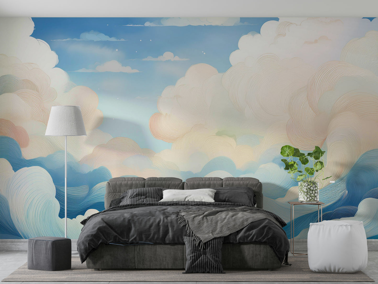 Close up of Dreamy Cloudscape Adventure Wall Mural texture and colors.