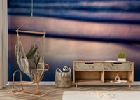 A calming serene waterscape wallpaper mural that defines a space.

