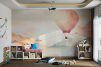 Balloon journey wallpaper in a creative office with a view.