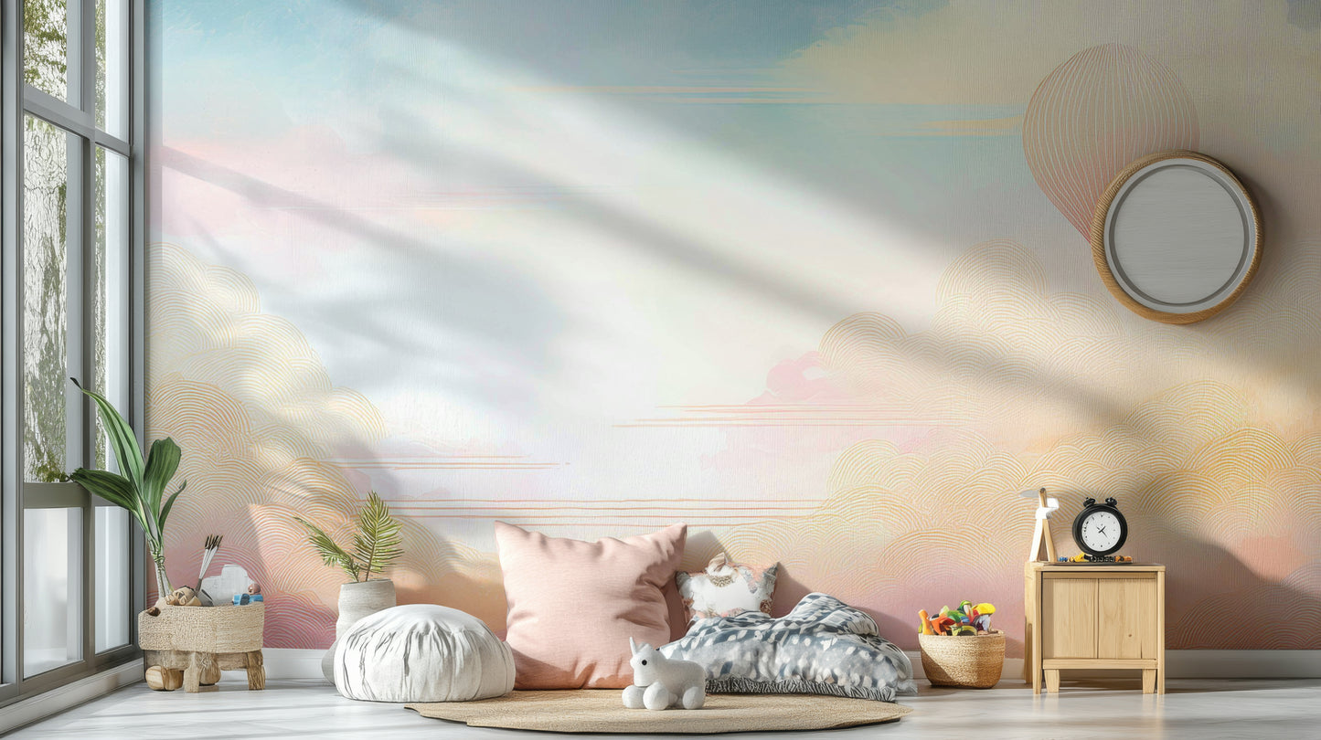 Drømmende himmel eventyr vægmaleri