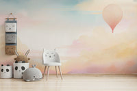 Dreamy Sky Adventure Wall Mural in a home office with a white desk.