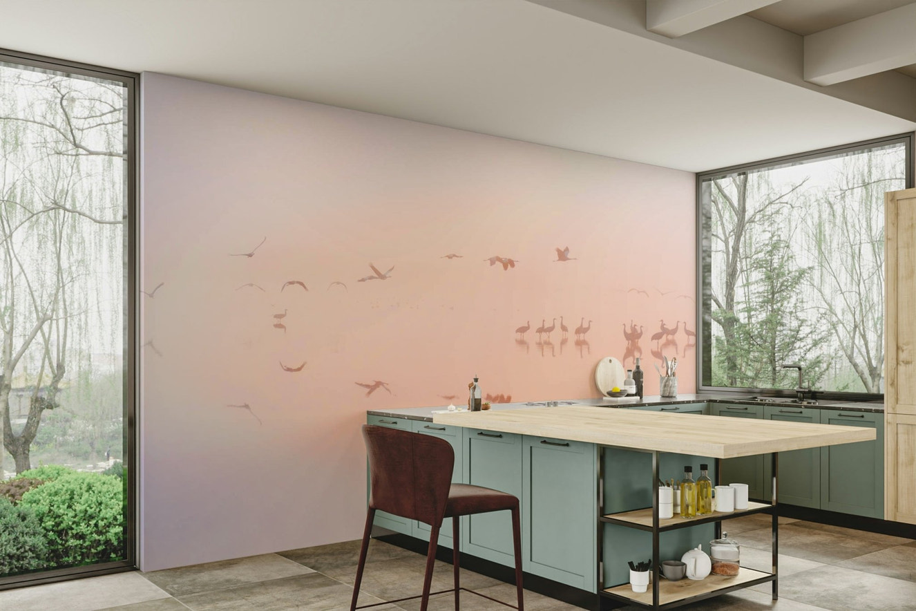 A serene and ethereal wall mural.
