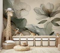 Peaceful sage wallpaper for living or sleep spaces

