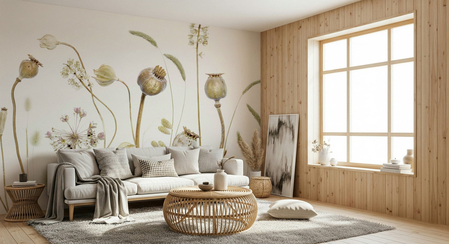 An artistic nature inspired mural for home decor.

