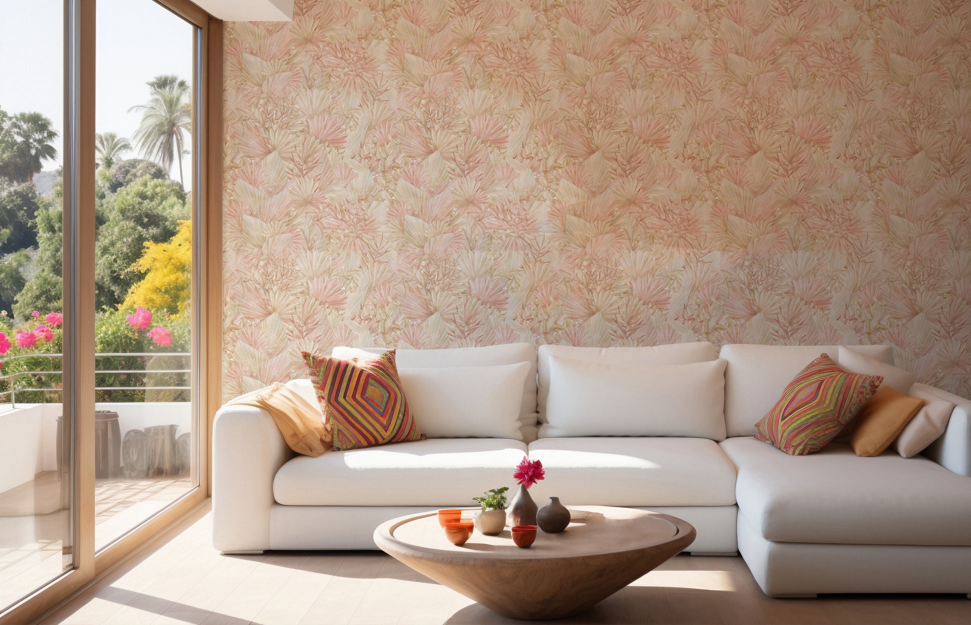 Elegant dry palm leaves wallpaper art