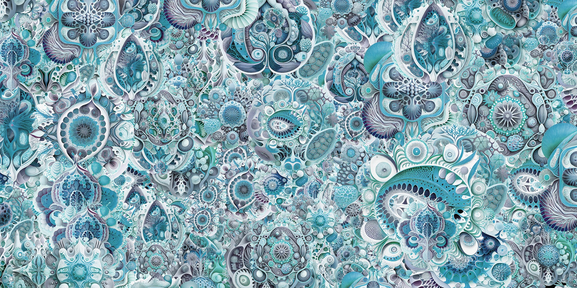 Blue Color Abstract Haeckel Wallpaper Murals in your room — zoomed