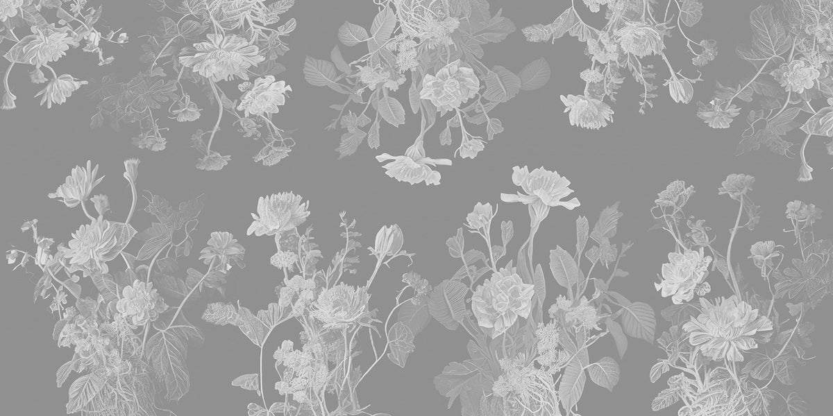 Grå blommor tapet in your room — zoomed