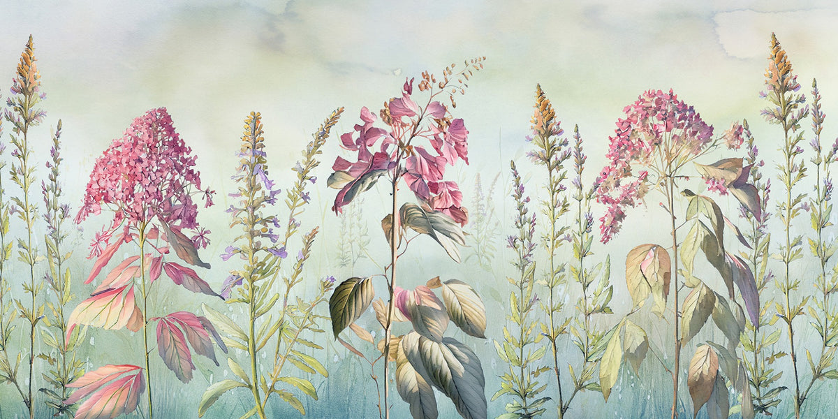 Wild Flowers Meadows Blue Wallpaper Murals