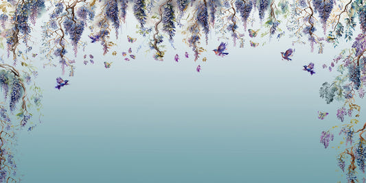 Wisteria Romance Blue Wallpaper Murals