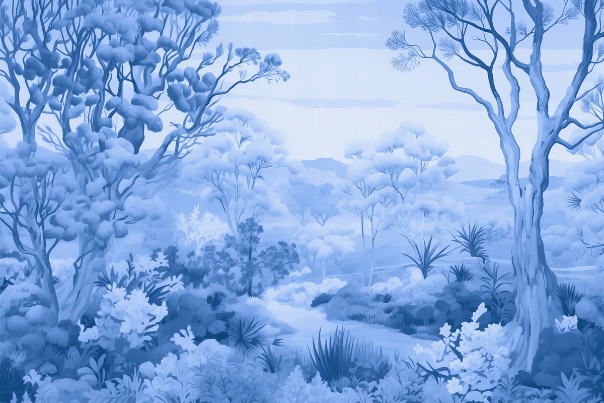 Herbst Forest Blue Color Tapete Wandbild in your room — zoomed