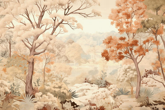 Wald Herbst Aquarell beige Tapete
