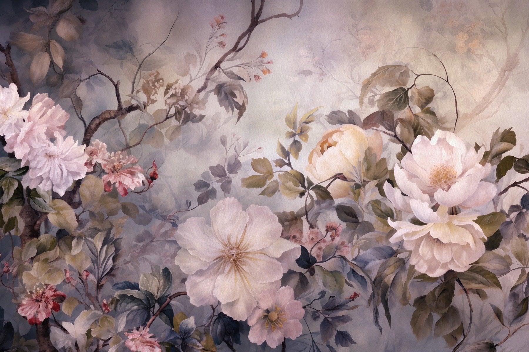 Barok blomma rosa färg tapet
