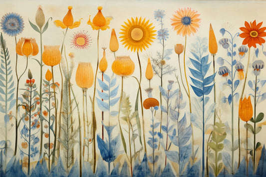 Lystfarvede blomster tapetmalerier