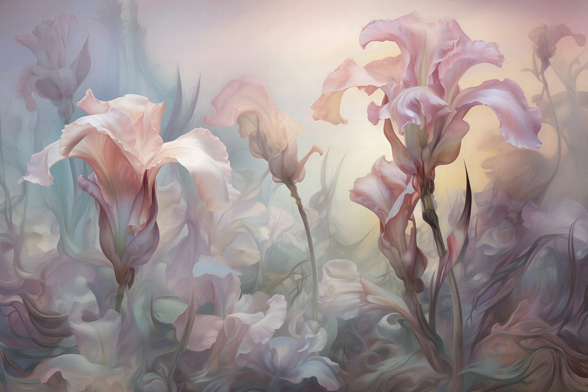 Iris Pale Pastel Floral Wallpaper Mural