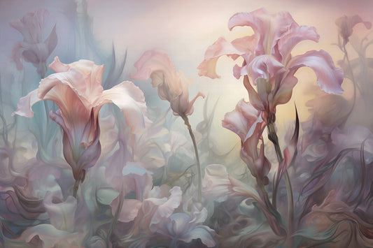 Iris blady pastel kwiatowy mural