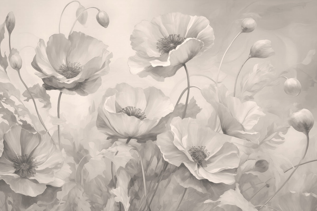 Grey Floral Descolar e colar Wallpaper