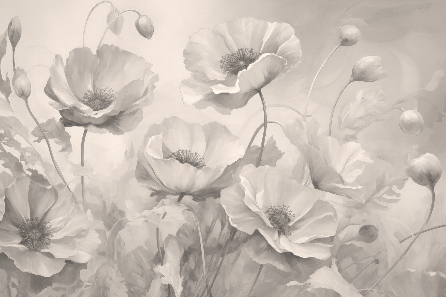 Grey Floral Descolar e colar Wallpaper in your room — zoomed