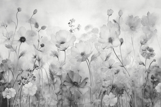 Carta da parati di fiori grigio primaverile per pareti