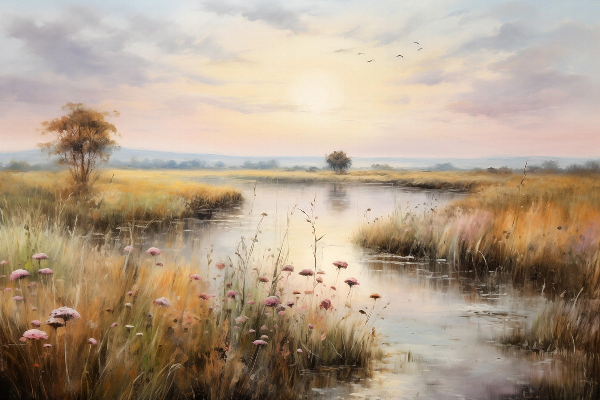Aquarelle du paysage des zones humides du paysage in your room — zoomed
