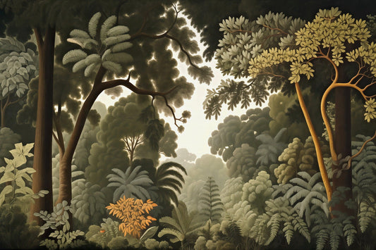 Drewniana zielona tapeta botaniczna