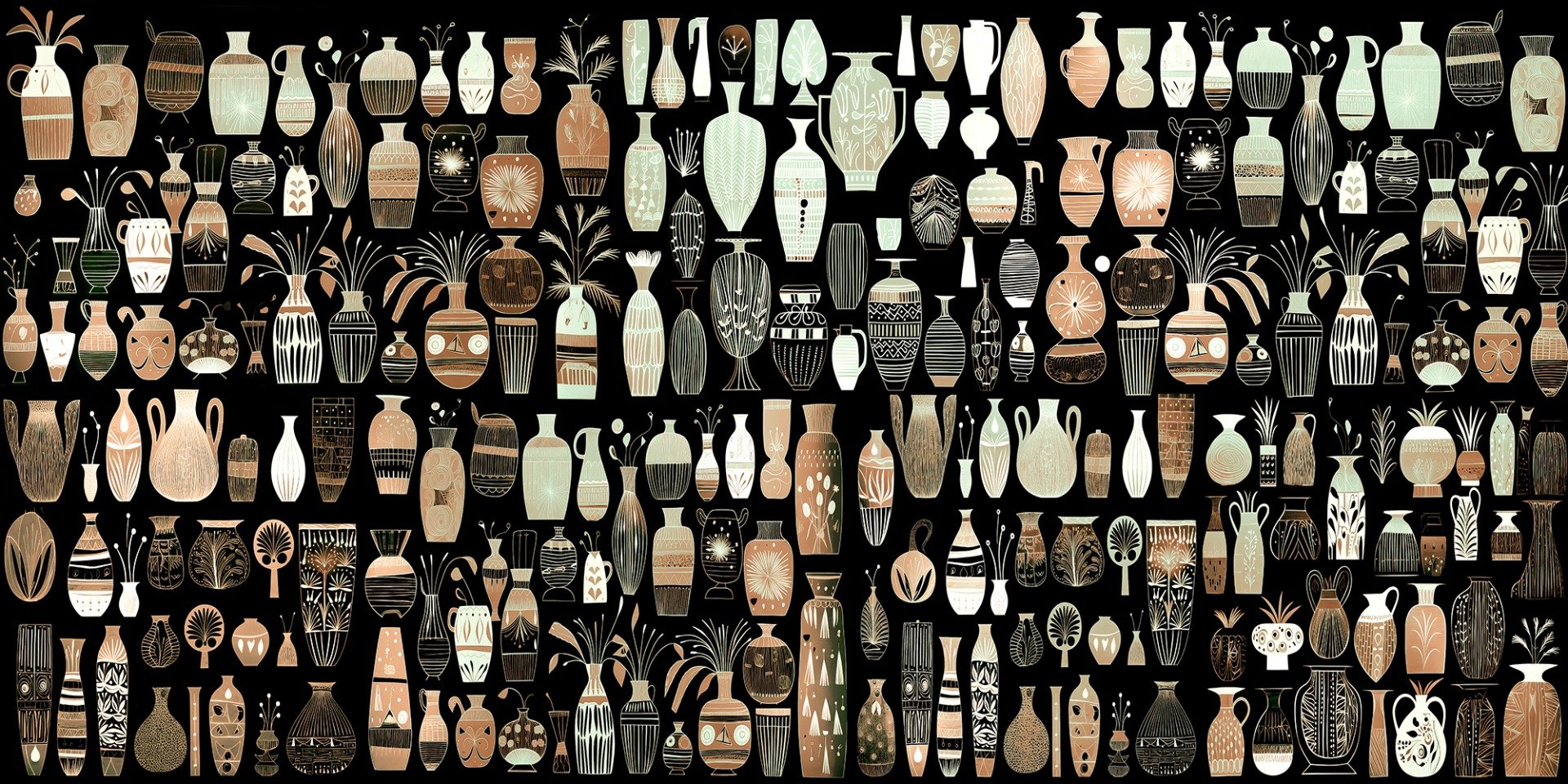 Woodcut Vase Design Wallpaper Murals in your room — zoomed