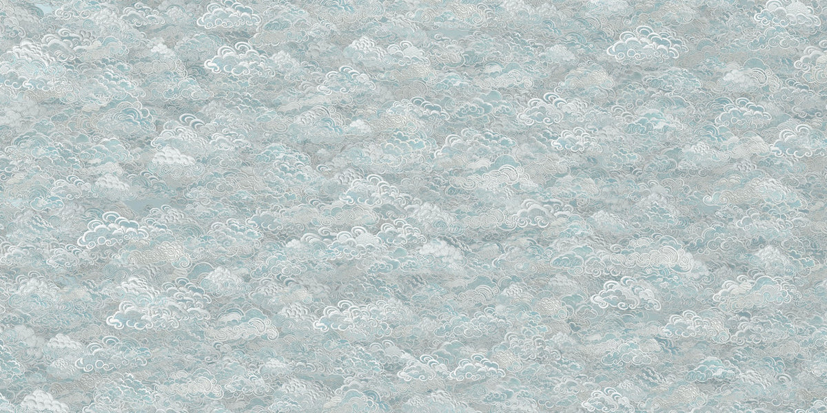Nuages ​​peintures peints de papier peint bleu bébé et blanc in your room — zoomed