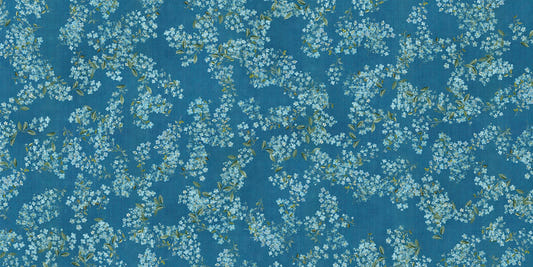 Blue Floral Skrell og lim Wallpaper