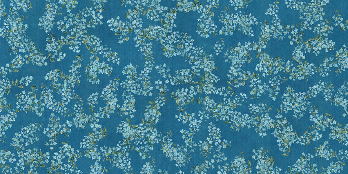 Blue Floral Skrell og lim Wallpaper