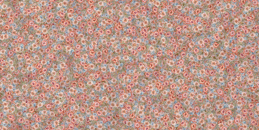 Broderi orange sommerblomster tapetmalerier