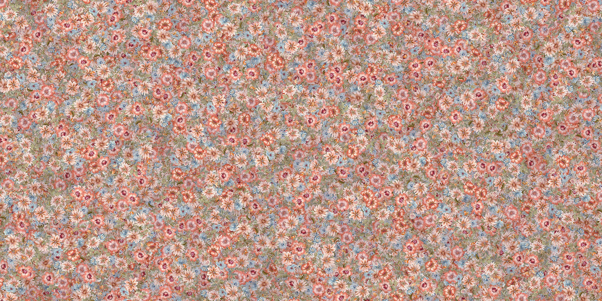 Broderie orange fleurs d'été papier peint peint in your room — zoomed