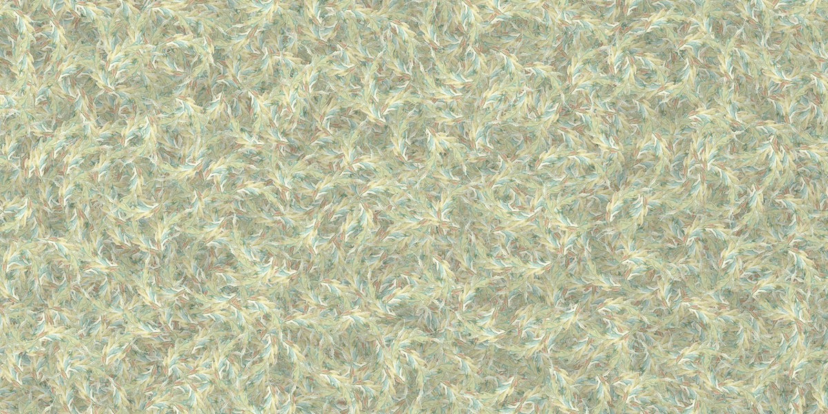 水彩踊る緑の葉の壁紙の壁画 in your room — zoomed