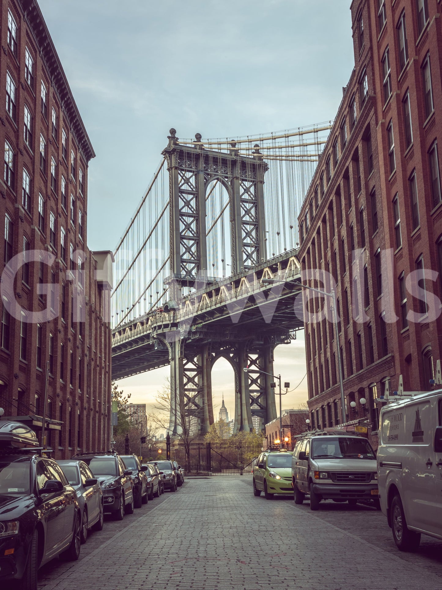 Dramatic angle DUMBO Dawn peel and stick wallpaper.