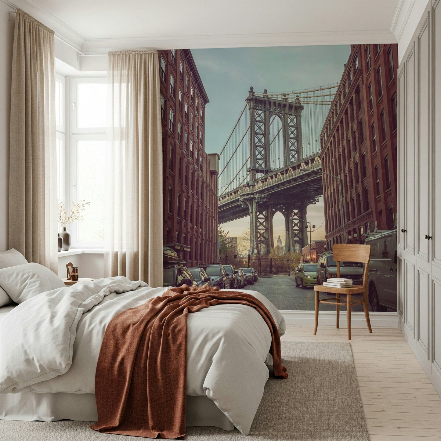 Cobblestone street New York City DUMBO Dawn wall mural.